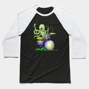 Drum Playing Squid Alien Baseball T-Shirt